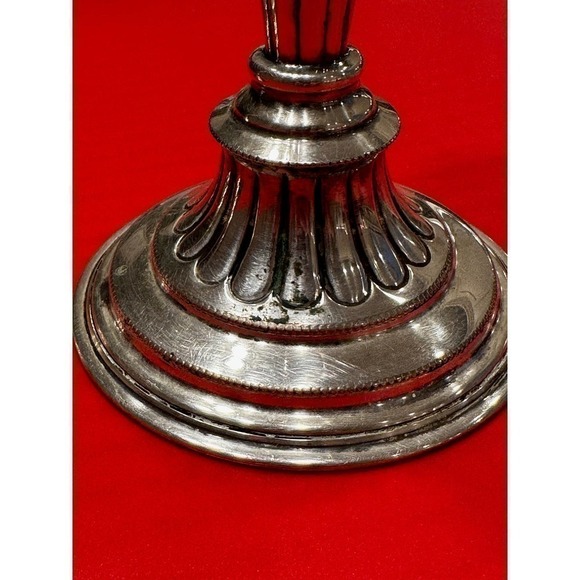 VTG VINERS Old SHEFFIELD England Plate Candlesticks Silver Hand Chased Repro 8" - Picture 6 of 15